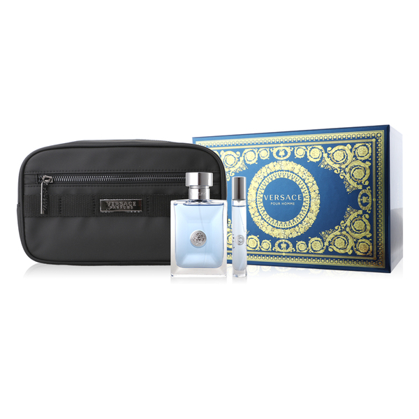 Versace Pour Homme Gift Set 100ml Eau De Toilette + 10ml Travel Spray + Pochette